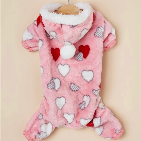 Heart Pattern Plush Pet Jumpsuit (not available) - Picture 3 of 6